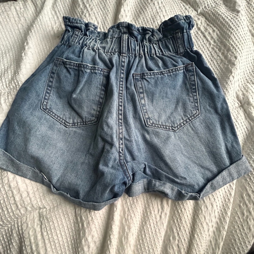 paperbag sinched waist denim shorts